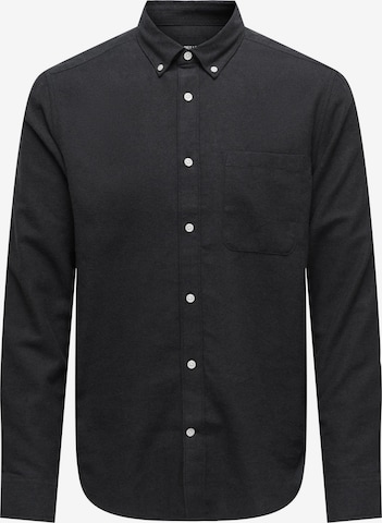 Only & Sons Slim Fit Paita 'Onsgudmund' värissä musta: etupuoli