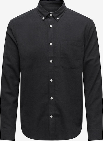 Slim fit Camicia 'Gudmund' di Only & Sons in nero: frontale