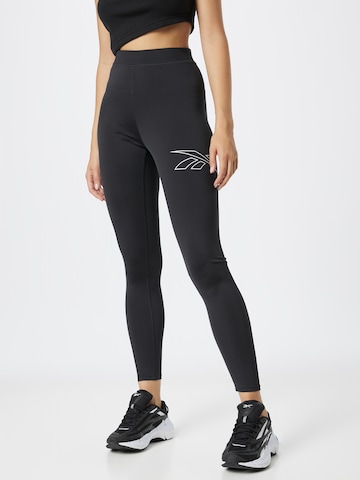 Reebok Skinny Športne hlače 'Running Vector' | črna barva: sprednja stran
