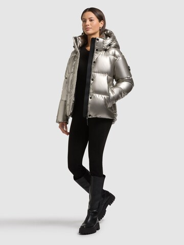 khujo Winter Jacket 'DEVINA2 SHINY' in Silver