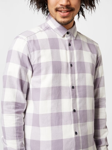 Only & Sons Slim fit Button Up Shirt 'Gudmund' in Purple