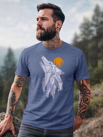 Neverless Shirt 'Polygon Wolf' in Blue