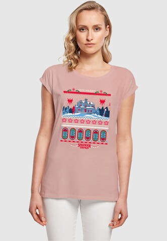 ABSOLUTE CULT Shirt 'Stranger Things - Fair Isle' in Roze: voorkant