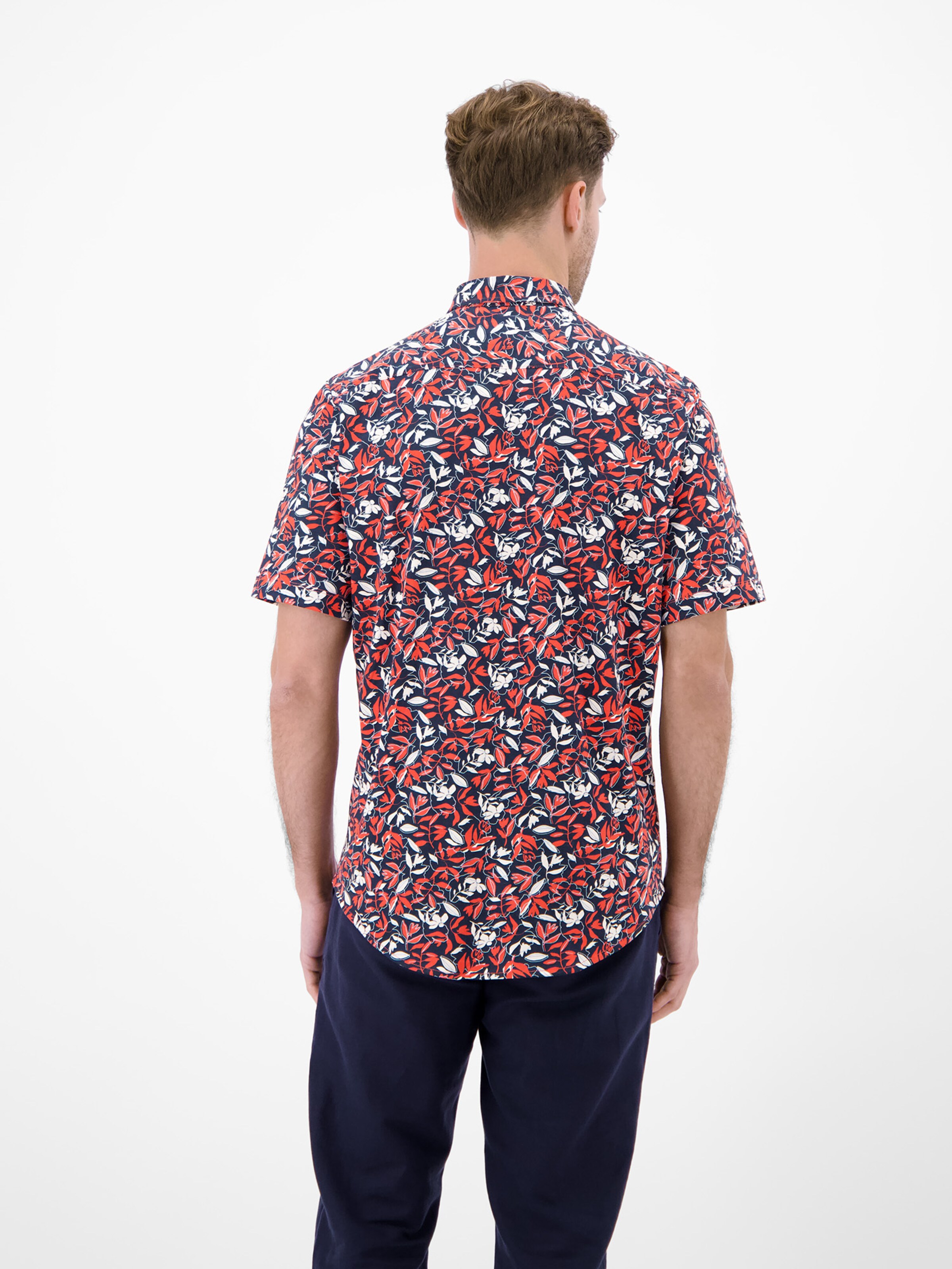 LERROS Regular Fit 1/2 Hemd aus 100 % Baumwolle, floral bedruckt in Rot