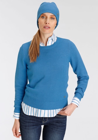 DELMAO Set: Pullover und Mütze in Blau