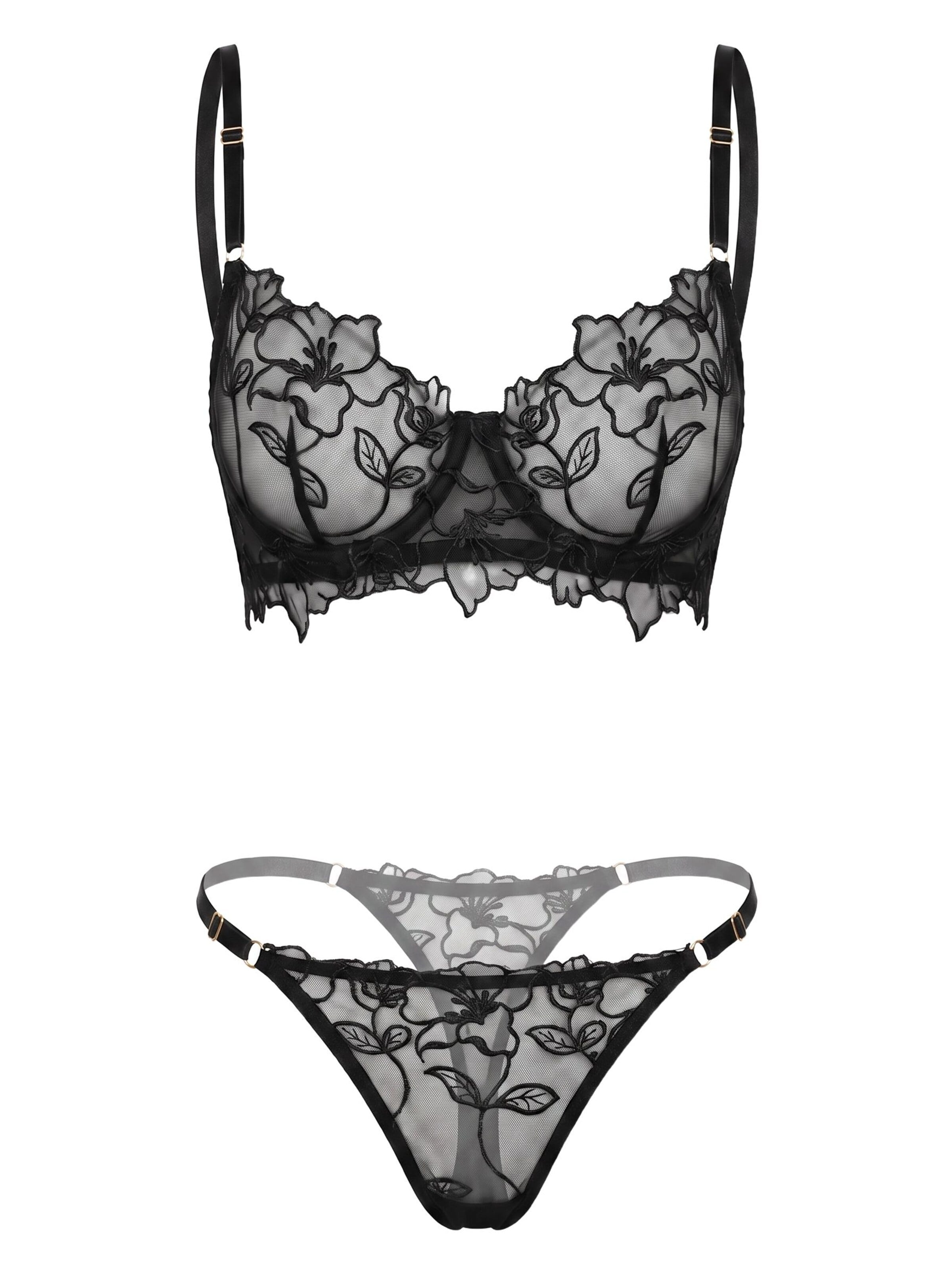L.BEV Bustier Wäsche-Sets 'Senso Nero'‌‌‌‌‌‌‌‌ in Schwarz: Vorderseite