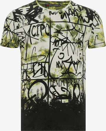 CIPO & BAXX Shirt 'Grafitti' in Groen: voorkant