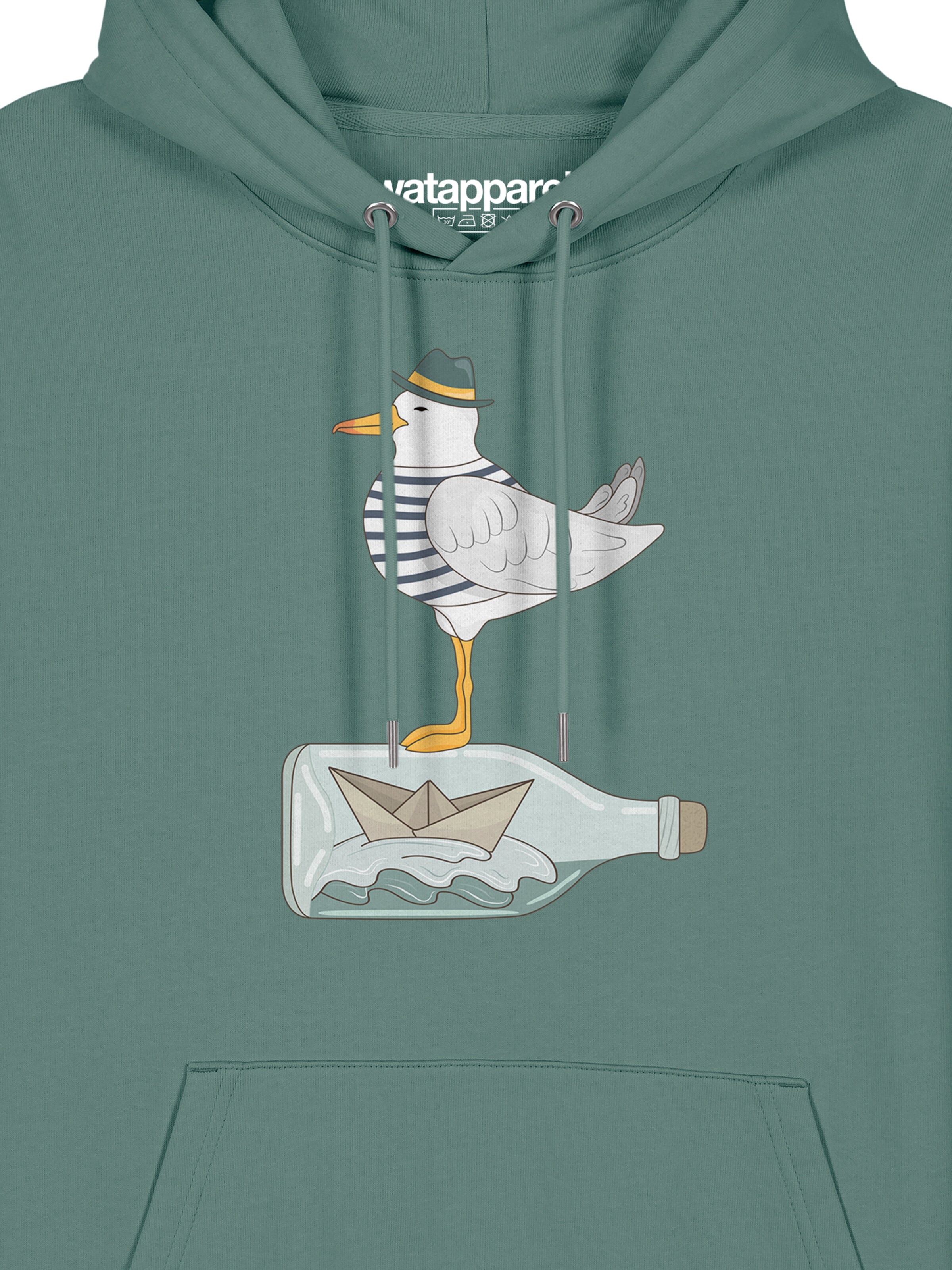 Felpa ' Möwe mit Hut ' di Watapparel in verde