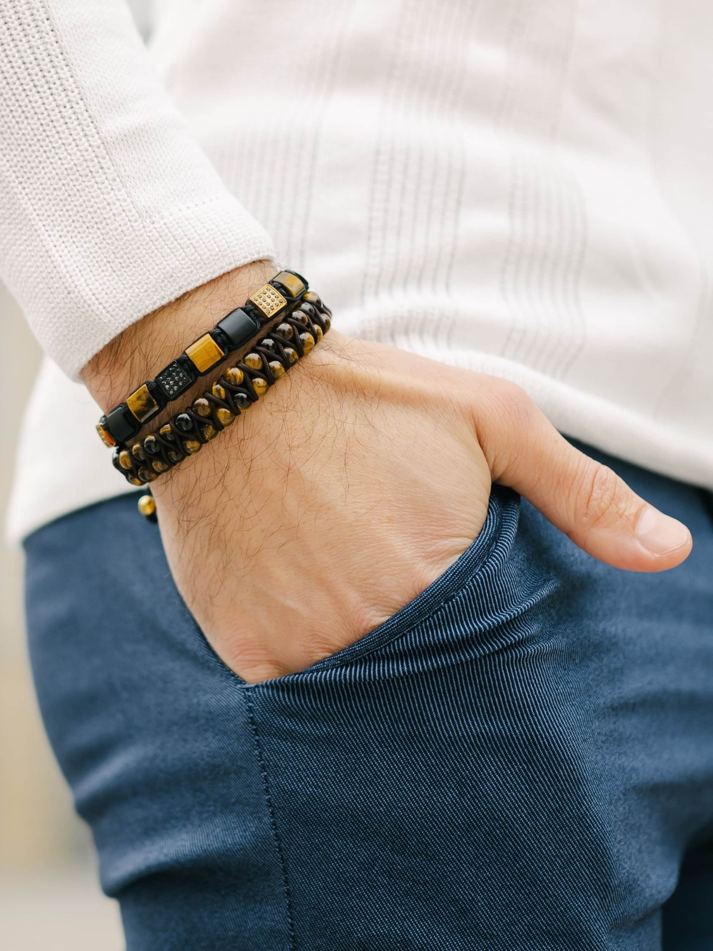 GT Collection Armband 'Double-Bead' in Braun