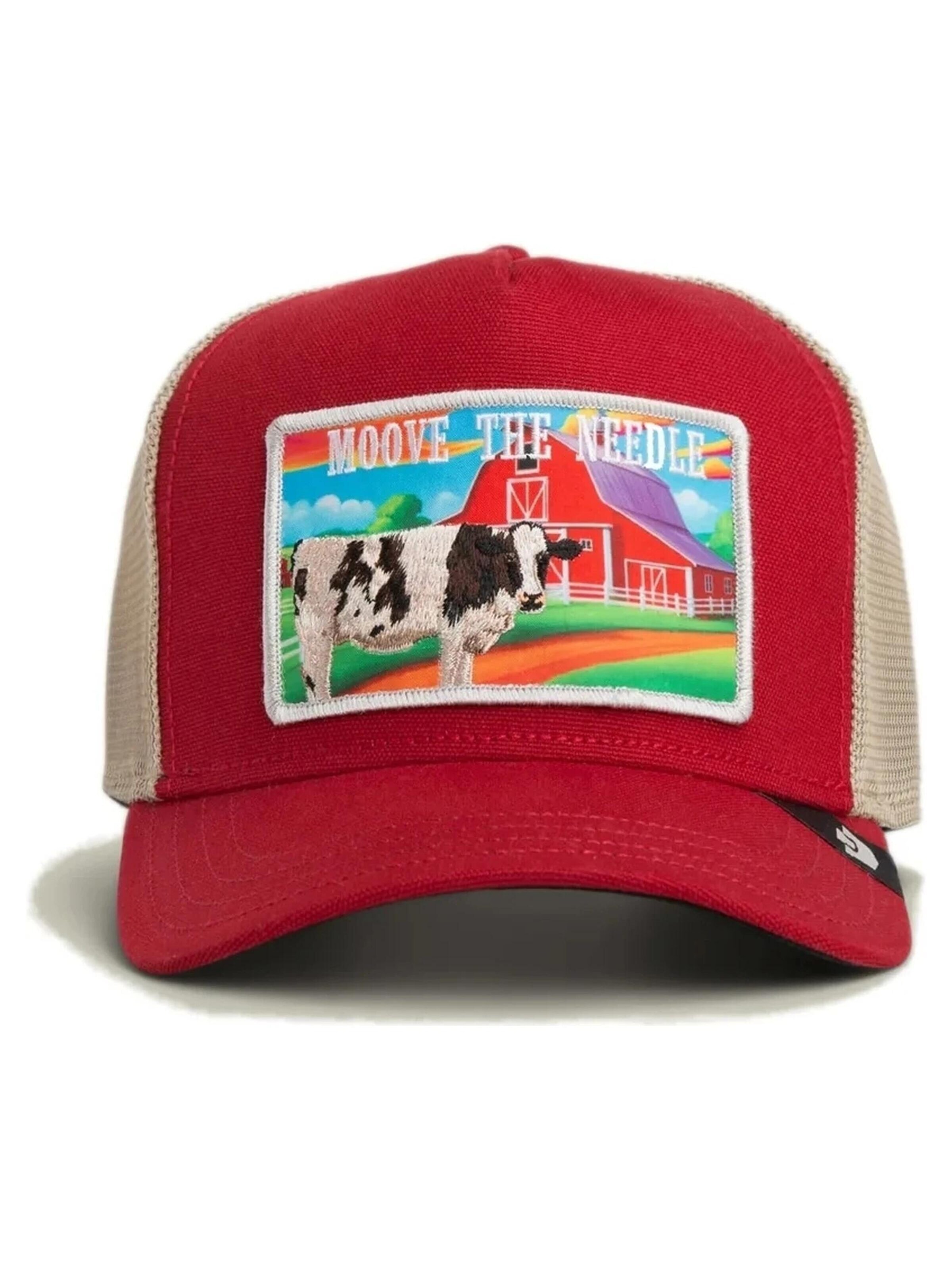 GOORIN Bros. Pet 'Gorra goorin roja vaca greener grass moove the needle trucker cap' in Rood: voorkant