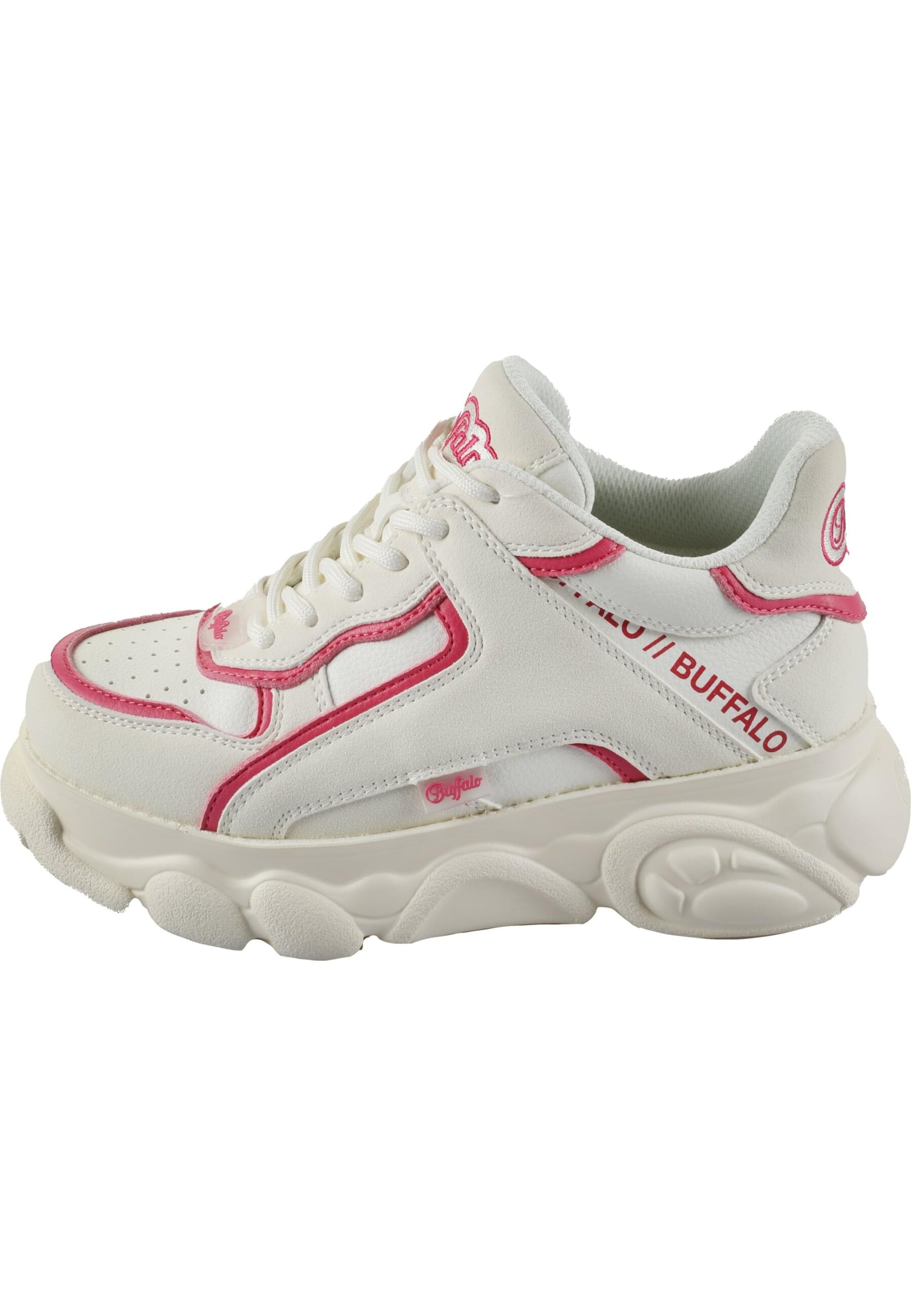 BUFFALO Baskets basses 'ECHO' en framboise / blanc, Vue avec produit