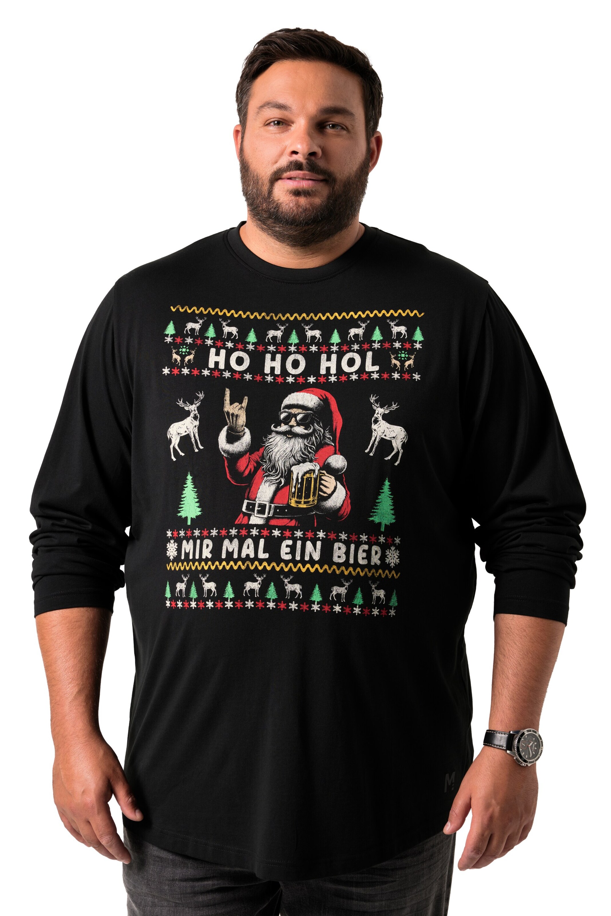 Men Plus Shirt in Black: front