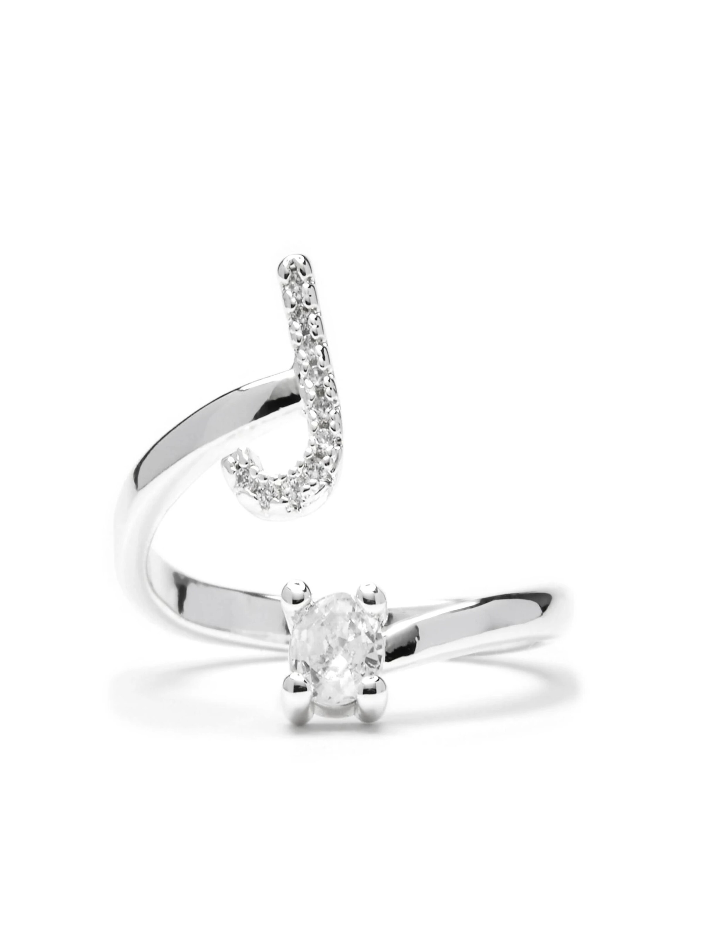 Luxenter Ring 'Alphabet J'‌‌‌‌‌‌ in Silber: Vorderseite