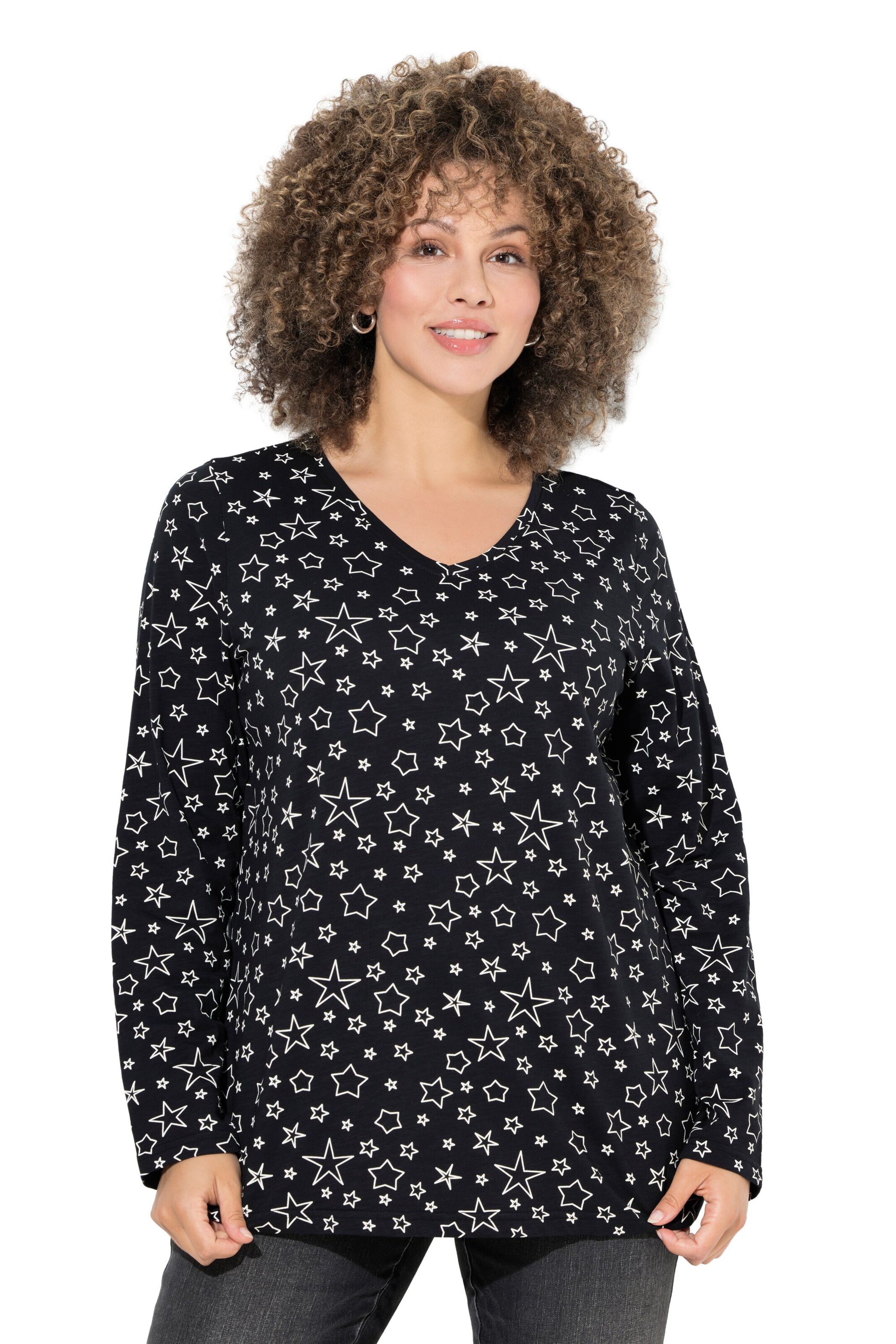 Ulla Popken Shirt in Zwart: voorkant