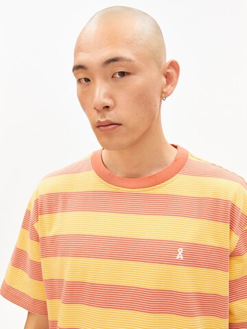 ARMEDANGELS T-Shirt MAARKOS STRIPES in Orange