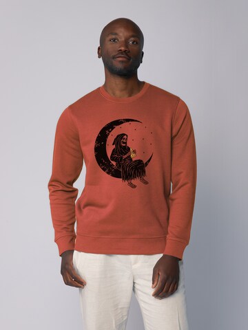 Sweat-shirt ' Pizza for life ' Watapparel en marron : devant