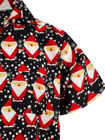 King Kameha Regular Fit Hemd 'Christmas Santa Allover'‌‌‌‌ in Schwarz