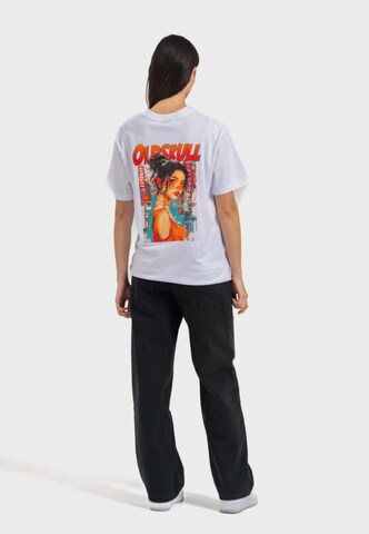 Oldskull T-Shirt 'Retro Pixel Lady' in Weiß