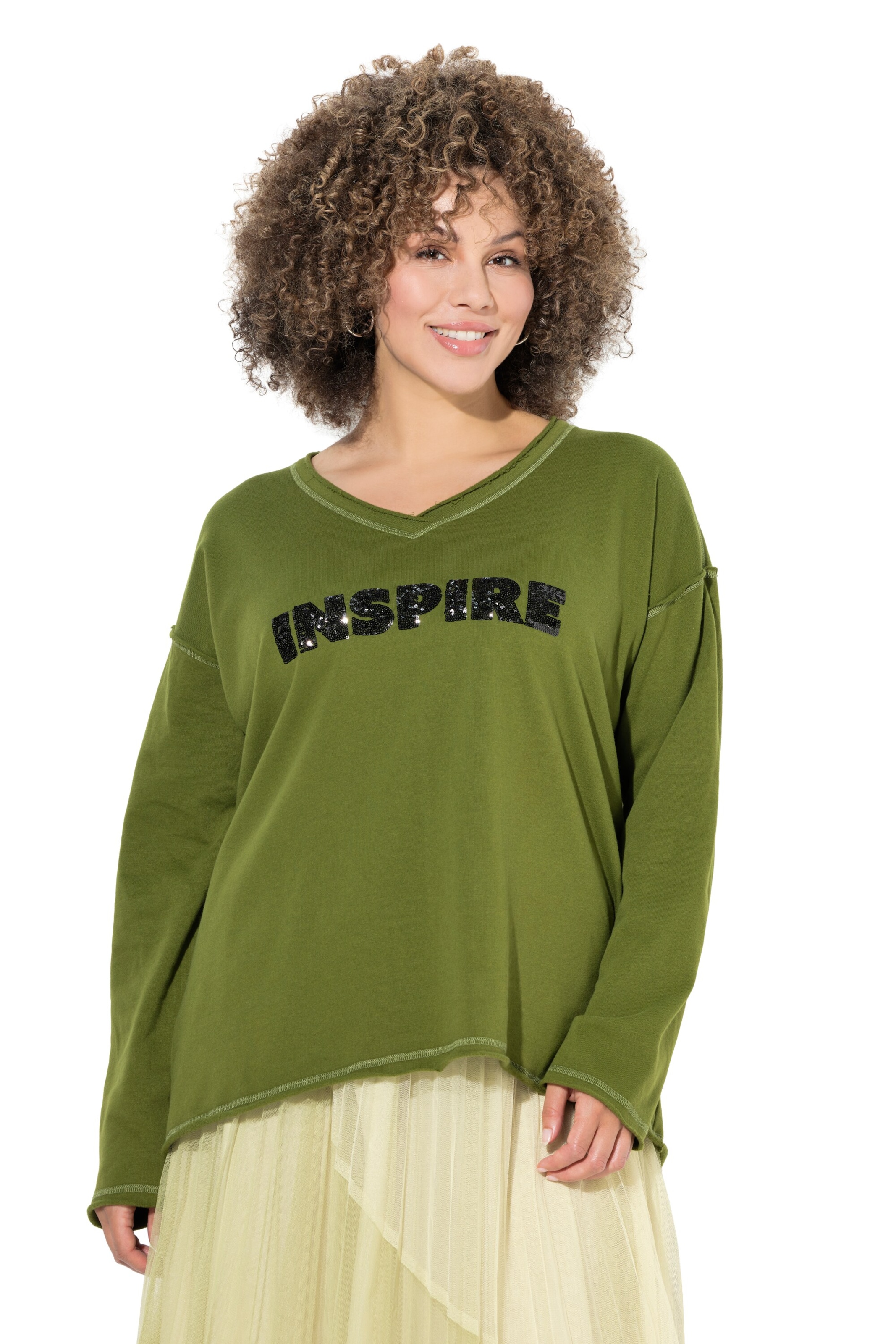 Ulla Popken Sweatshirt in Groen: voorkant