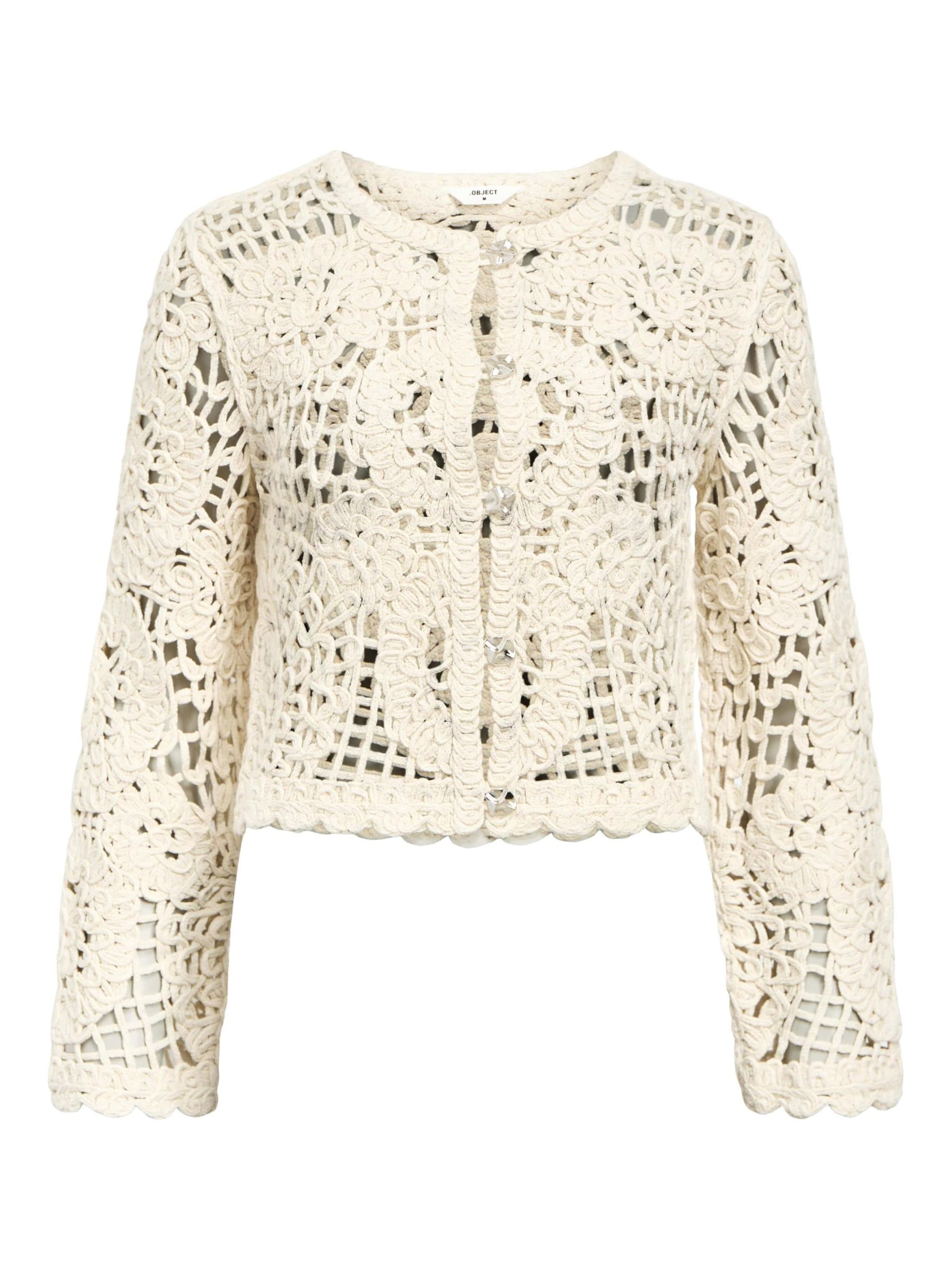 OBJECT Πλεκτή ζακέτα 'Lizza' σε λευκό: μπροστά