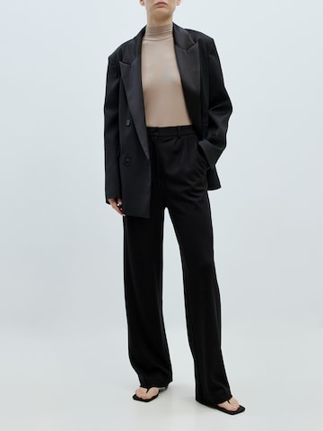 EDITED Wide leg Pleat-Front Pants 'Sude' in Black