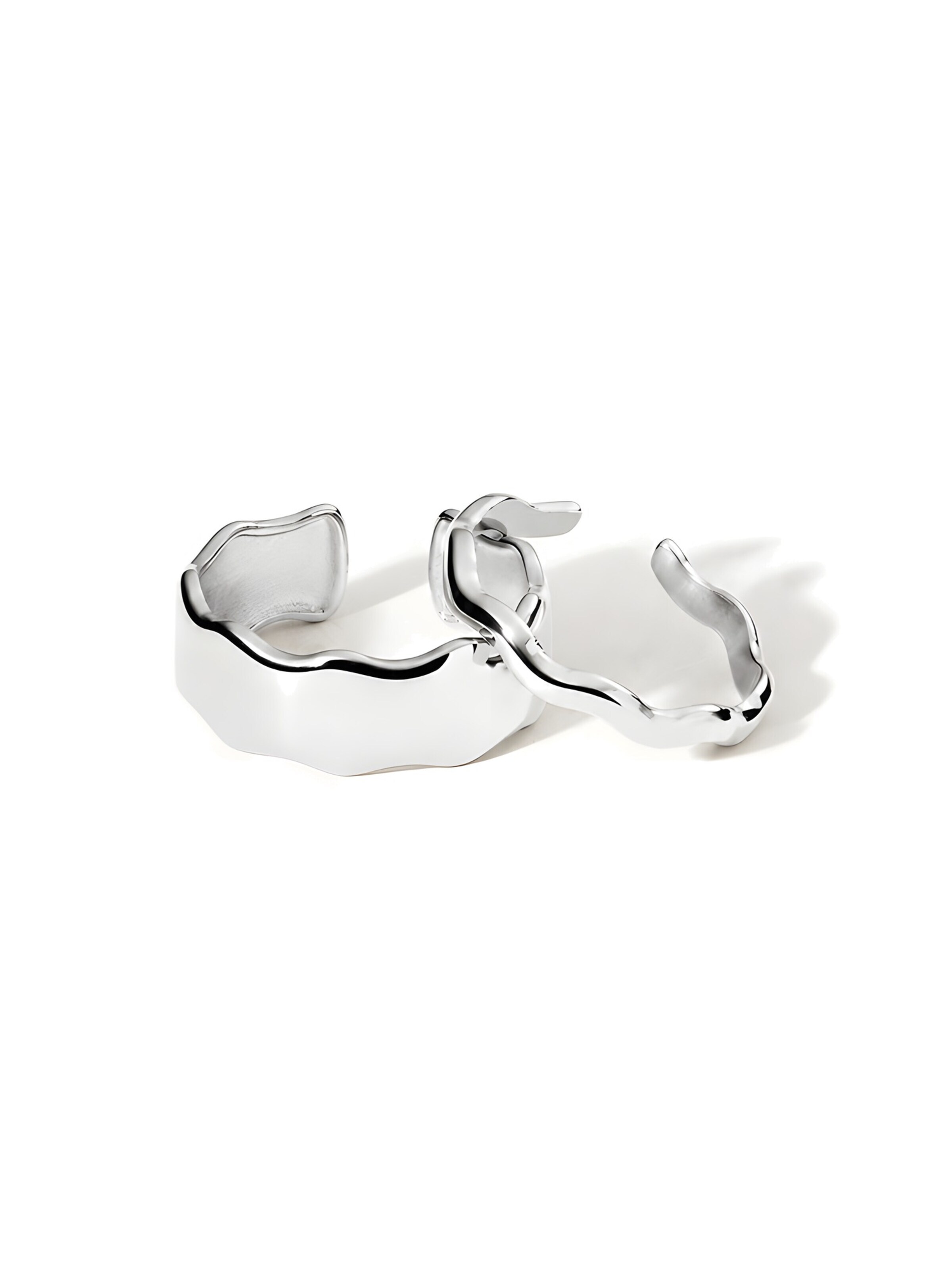 hiBALI Ring 'Organic Duo' in Silver: front