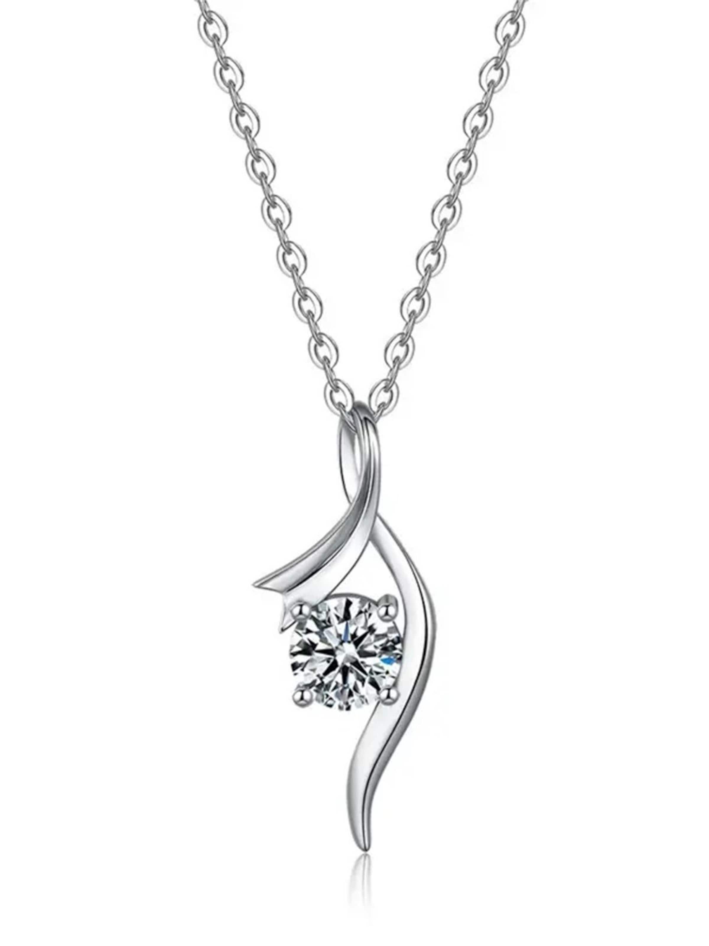 Staufergold Necklace 'Moissanit Halskette Swing – Eleganz in Bewegung' in Silver: front