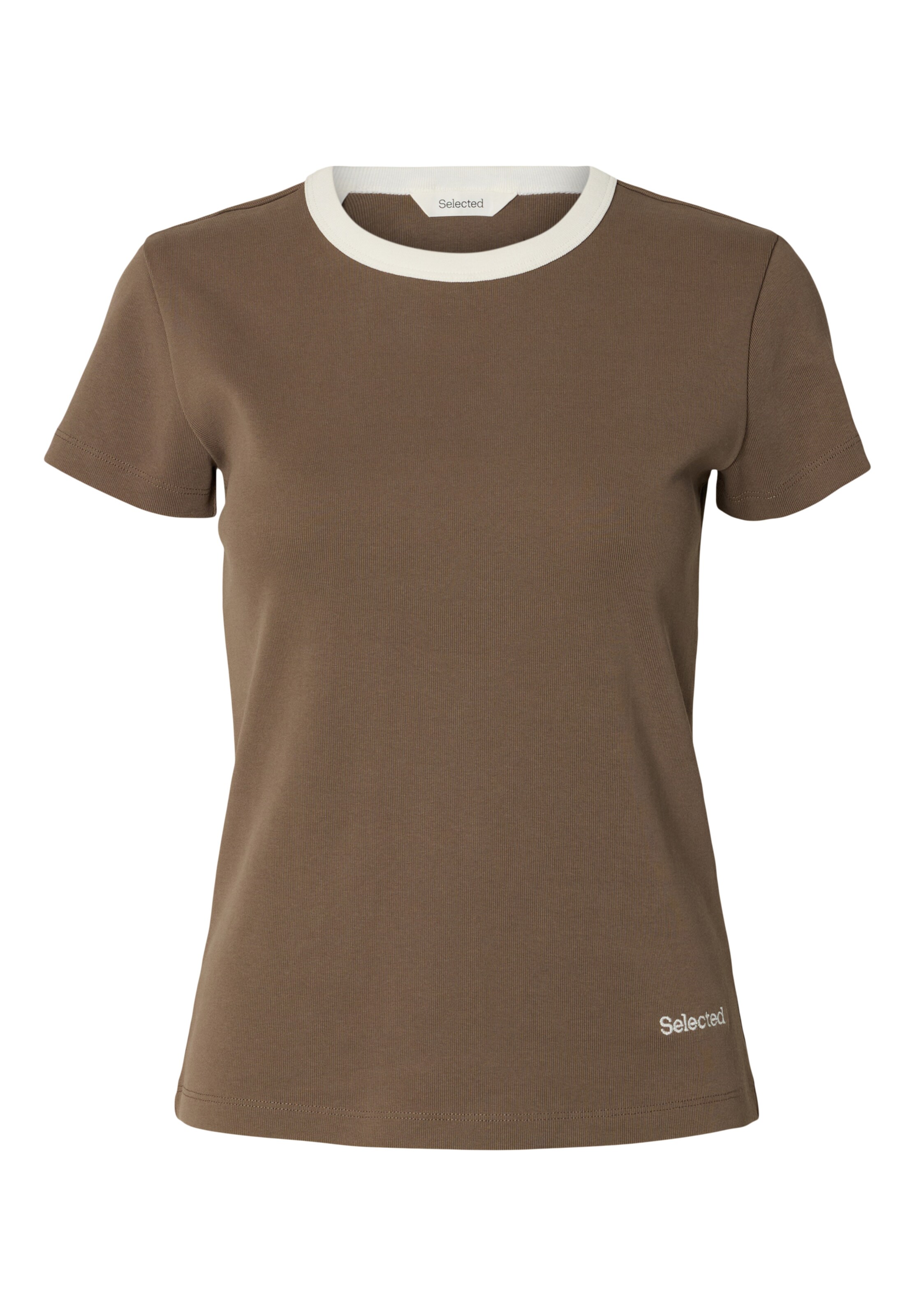 SELECTED T-Shirt in Braun: Vorderseite