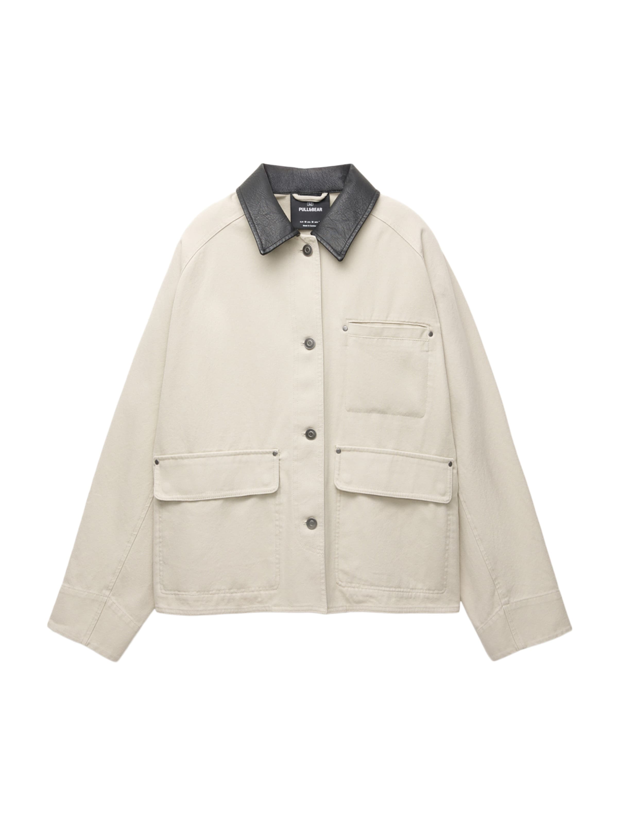 Pull&Bear Välikausitakki värissä ecru / musta, Tuotenäkymä