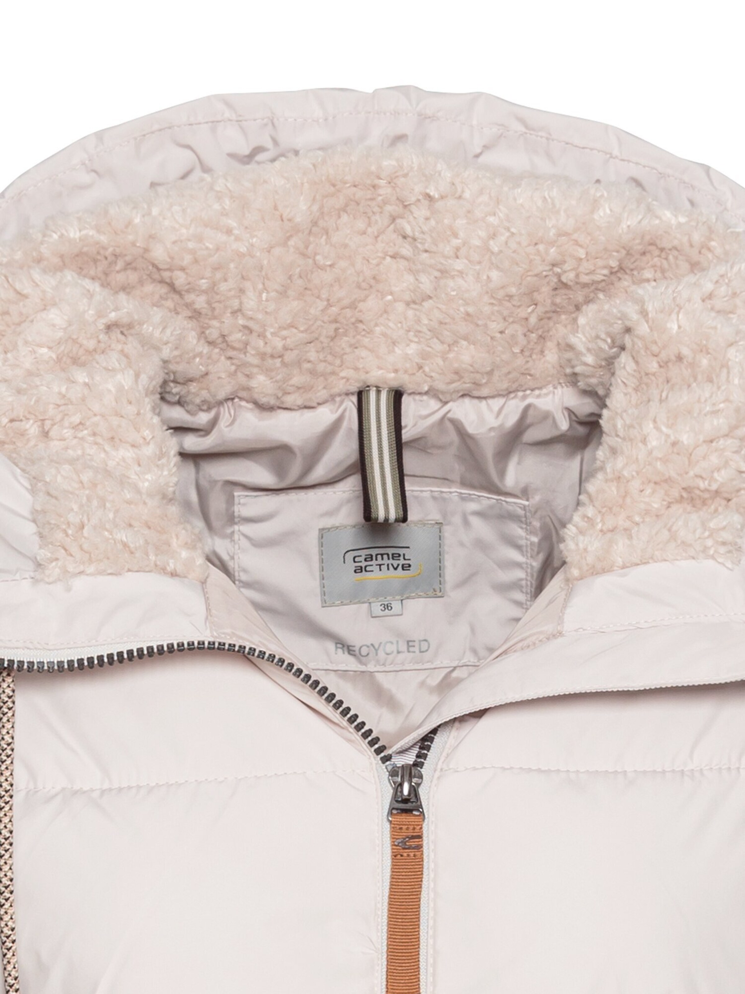 CAMEL ACTIVE Langer Puffermantel mit gefütterter Kapuze in Weiß