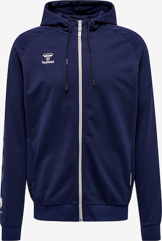 Hummel Athletic Zip-Up Hoodie 'Move' in Blue: front