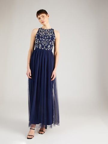 LACE & BEADS Evening dress 'Donatella' in Blue: front