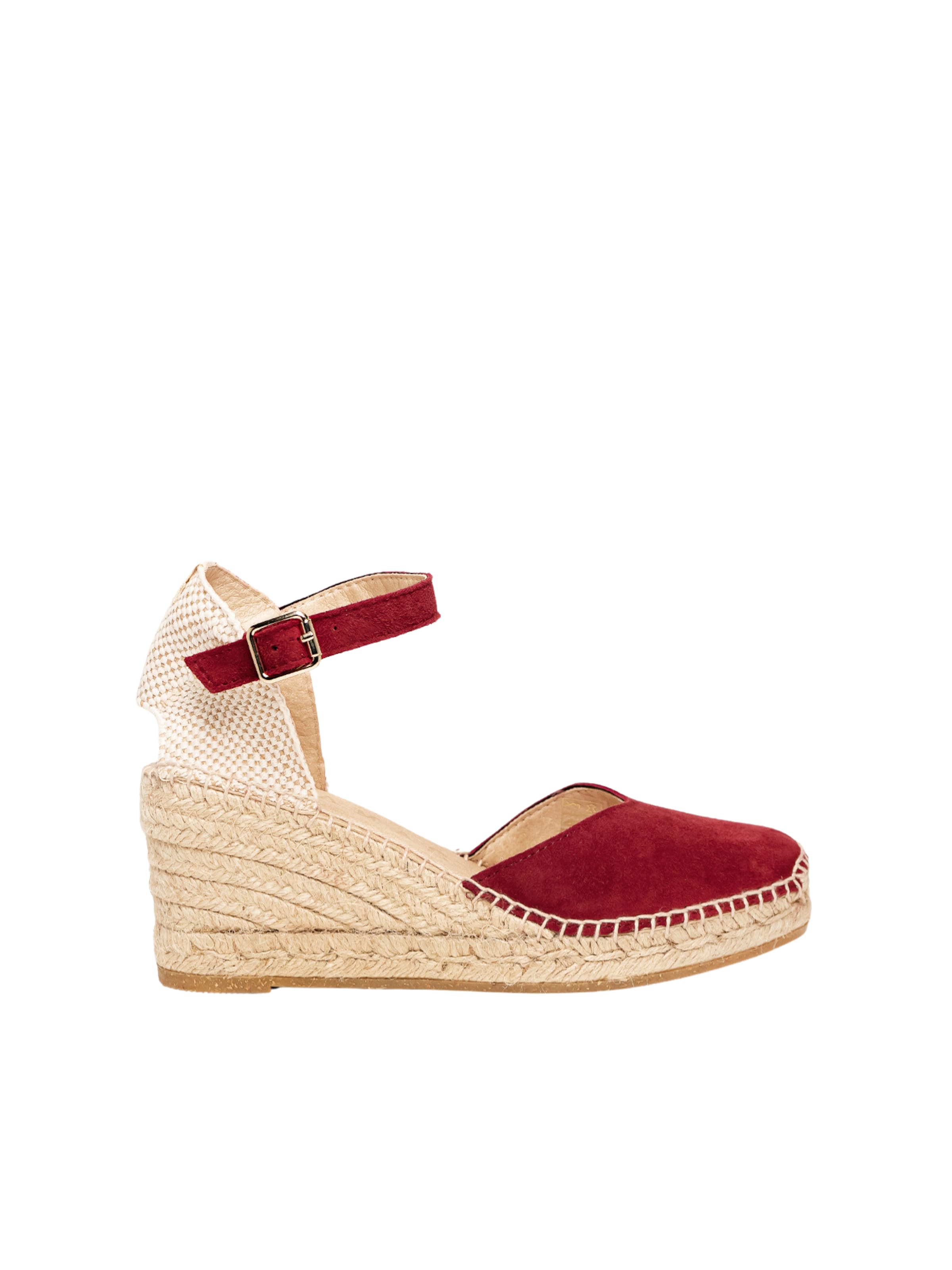 Alhamas - Sandalias con hebilla 'Alpargata Cuña 7 cm' en rojo: frente