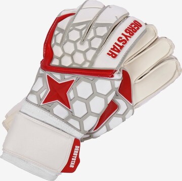 DERBYSTAR Athletic Gloves 'Red Star' in White: front