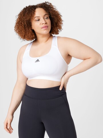 ADIDAS SPORTSWEAR - Soutien Bustier Soutien de desporto 'Powerreact Medium-Support ' em branco: frente