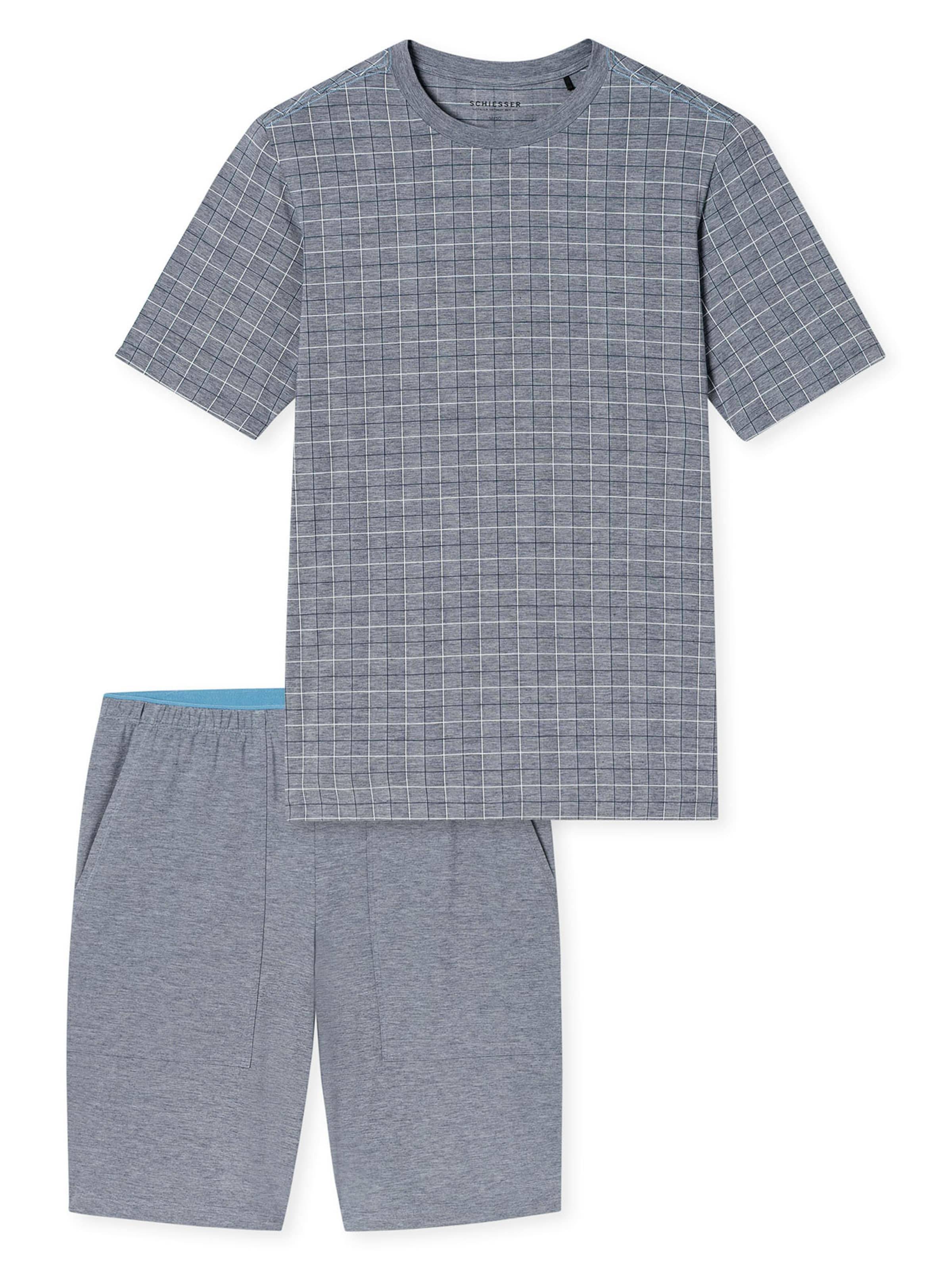Pyjama court ' Selected Premium Jacquard ' SCHIESSER en bleu : devant