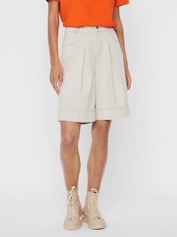 VERO MODA Wide leg Bandplooibroek 'Fiona' in Beige: voorkant