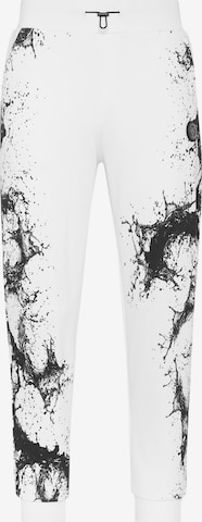 Plein Sport Tapered Trousers 'Splash' in White: front