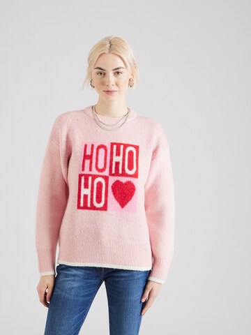 Pull-over 'HO HO HO' River Island en rose : devant