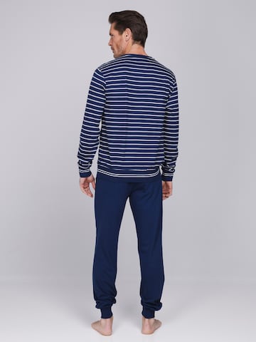 Pastunette Pyjama lang 'Blue Draft' in Blauw
