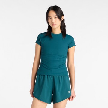 new balance Top 'Ribbed Fitted T-Shirt' in Green: front