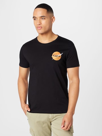 ALPHA INDUSTRIES Shirt 'NASA Davinci' in Zwart: voorkant