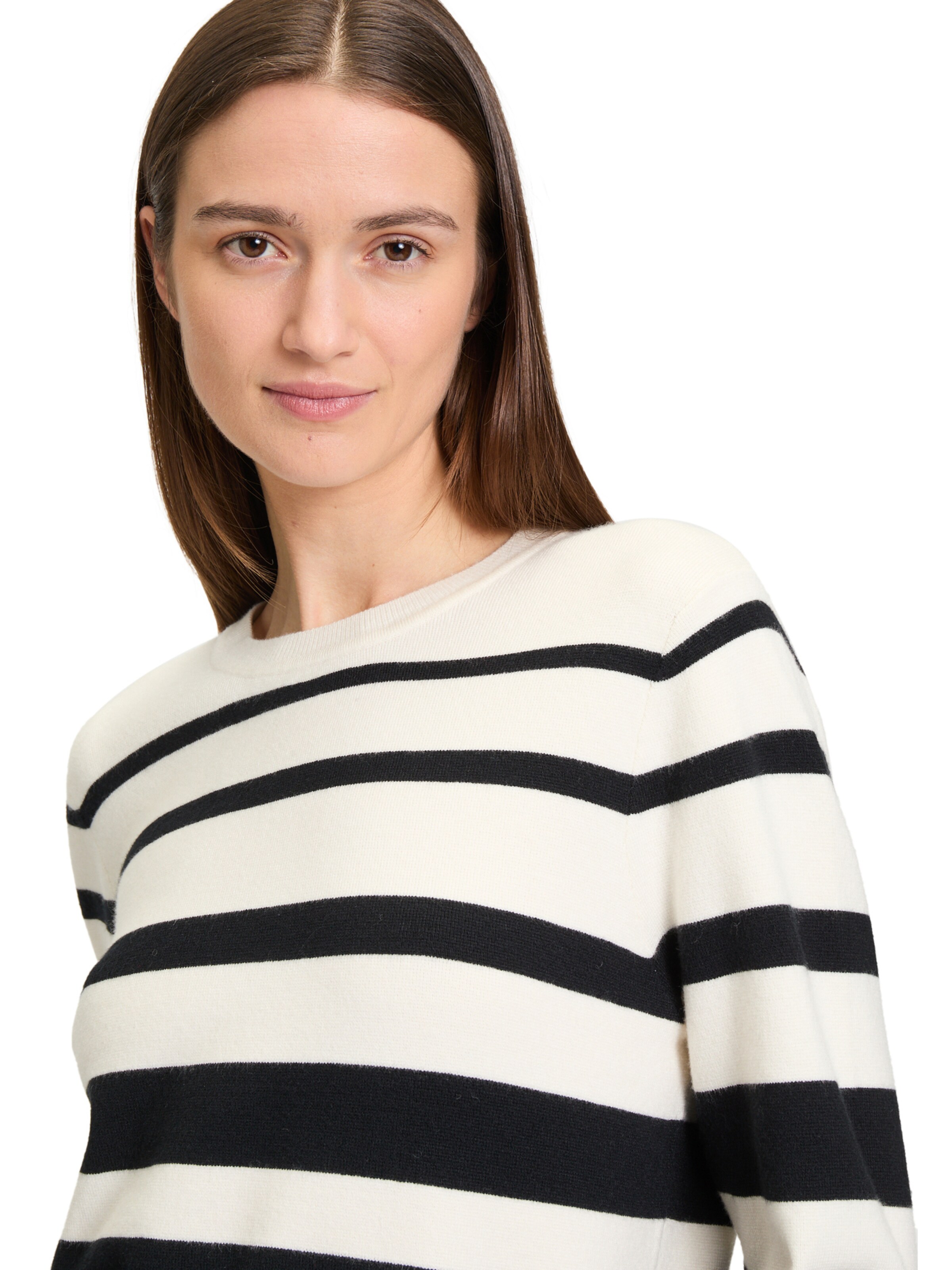 Betty & Co Strickpullover mit Streifen in Schwarz