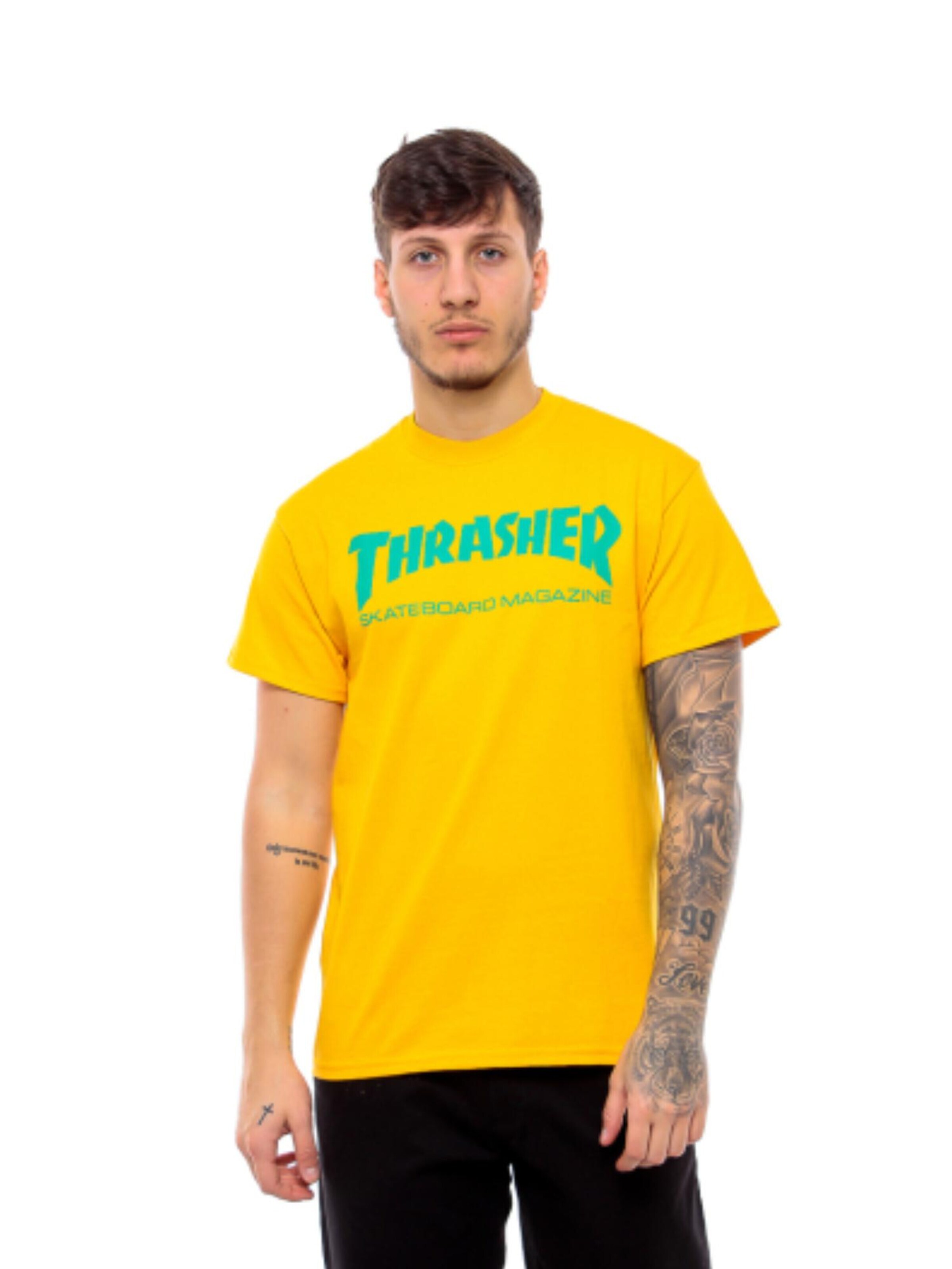THRASHER Shirt 'SKATE MAG T-SHIRT' in Goud: voorkant