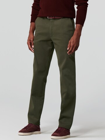 MEYER Regular Chino Pants 'Oslo' in Green: front