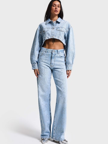 IT'S BASIC Loosefit Jeans 'RHINESTONE LOOSE MID RISE JEANS' in Blauw: voorkant