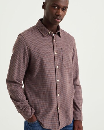 WE Fashion Slim fit Button Up Shirt in Brown: front