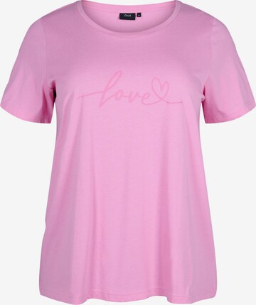 Zizzi Shirt 'VELIN' in Roze: voorkant