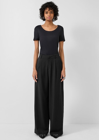 juoda QS Plačios klešnės Klostuotos kelnės