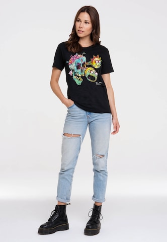 LOGOSHIRT Shirt 'Rick & Morty - Skull' in Zwart